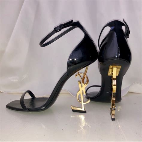 ysl gold and black heels|ysl opyum heels price.